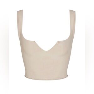 SKIMS Raw Edge Slit Front Cropped Cami | Stone | NWT. XS.